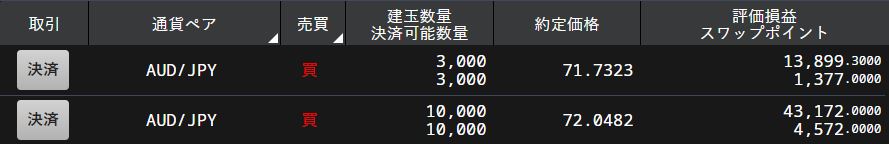 豪ドルのポジション写真