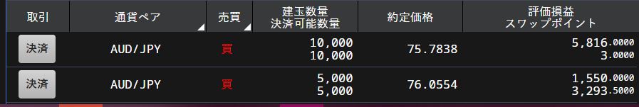 豪ドルのポジション写真